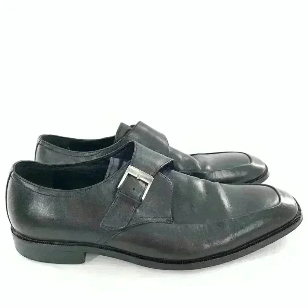 Ashton Gray mens dress shoes size 11 black leather monk strap